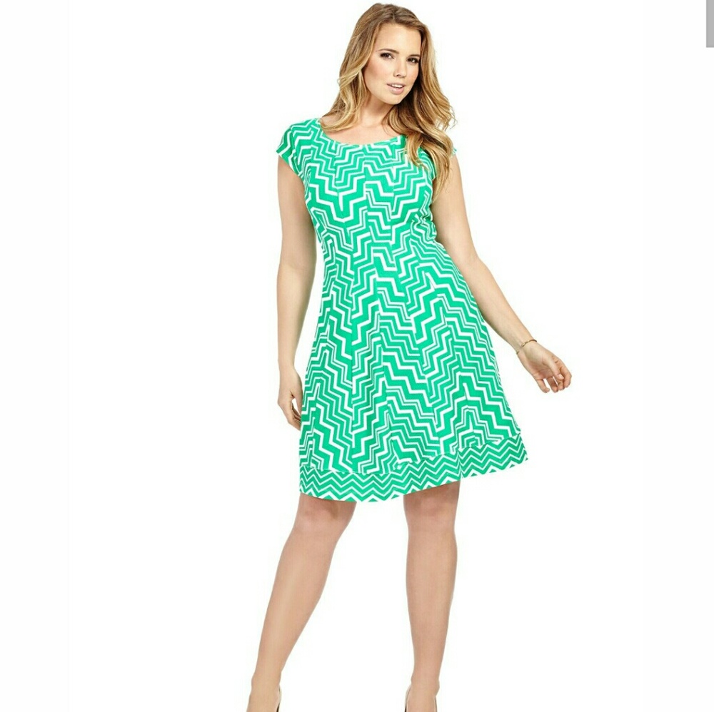 Robbie Bee - Zig Zag Dress in Green